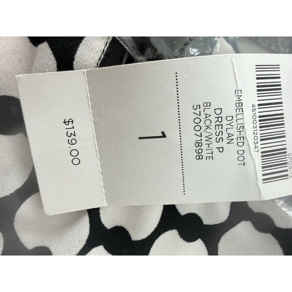 New Chicos Womens Size 1 US Sz 8 Polka Dot Dress Black White Midi Pullover - Picture 15 of 16